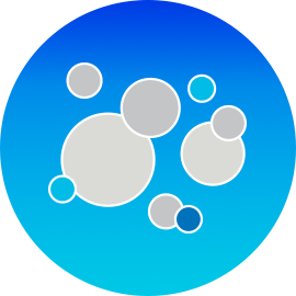 An illustration of a group of bubbles in a blue gradient circle