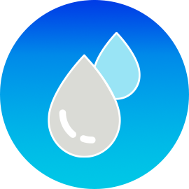 An illustration of two water droplets in a blue gradient circle