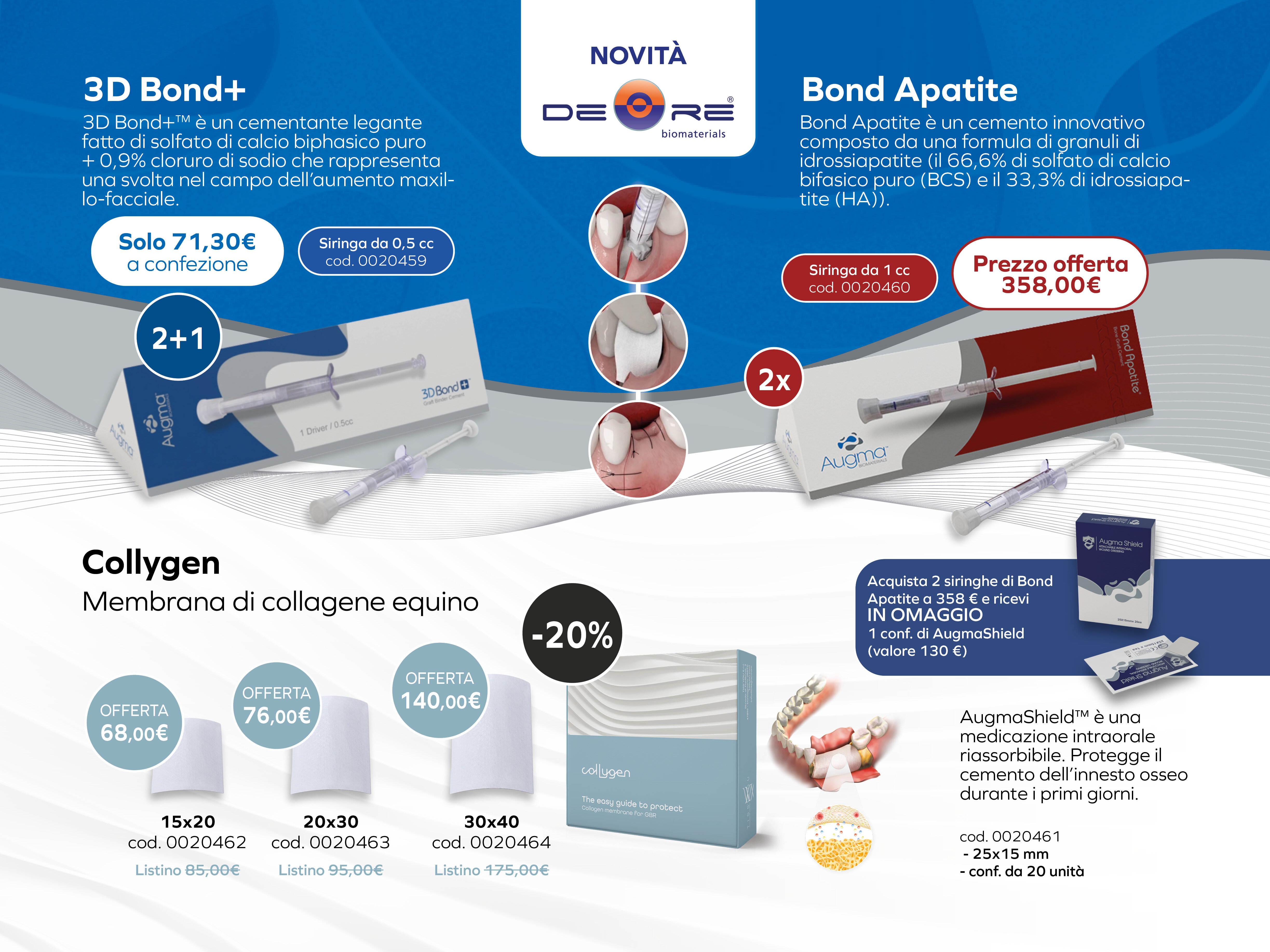 3D Bond+ , Bond Apatite e Collygen Deore