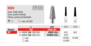 Frese per zirconio K-diamonds PM K850 Edenta