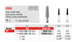 Frese per zirconio K-diamonds PM K856 Edenta