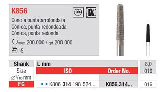 Frese per zirconio K856 Edenta