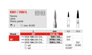 Frese per zirconio K-diamonds PM K861L Edenta